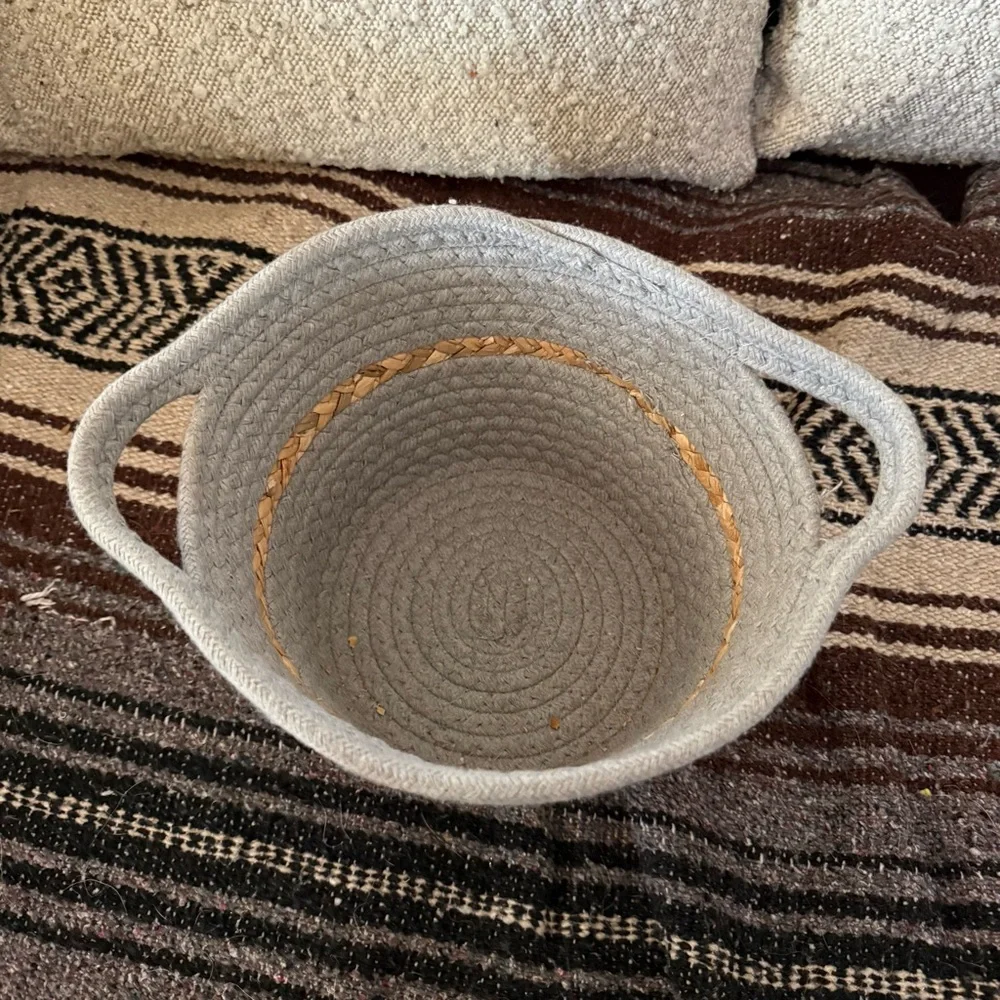 Small Gray and Tan Woven Basket